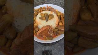 Okra stew with lamb and rice food cooking recipe yolia [upl. by Aremihc662]