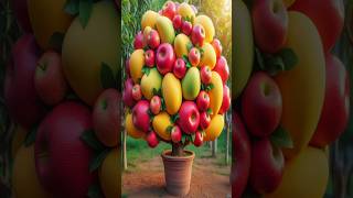 Harvest mangoes and apples on a wonderful tree using new grafting shorts satisfying farming [upl. by Aleacin]