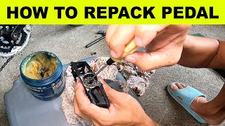 How To RepackReplace Bike Pedal Bearing  Paano MagrepackMagpalit Ng Bearings Sa Pedal [upl. by Enywtna]