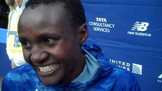 Joyciline Jepkosgei After Winning 2019 NYC United Airlines Half Marathon [upl. by Dorisa715]