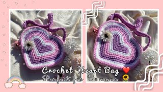 Crochet Heart Bag ❤️ Perfect for Summer 🌻 [upl. by Larimer]