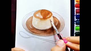 Dessert Illustrations Creme Caramel With Watercolors [upl. by Anoj816]