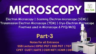 Electron Microscopy  SEM  TEM  CryoElectron Microscope  Fixatives used in Microscopy  Part3 [upl. by Eisele770]