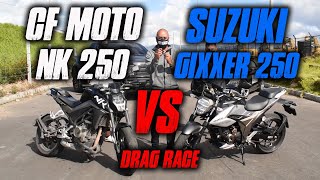 GIXXER 250 VS NK 250 CFMOTO  Batalla a Muerte Drag Race [upl. by Vaas]