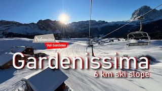 Pista Gardenissima 6 km di discea dal Seceda alla Val Gardena skiing dolomitisuperski valgardena [upl. by Lucais]