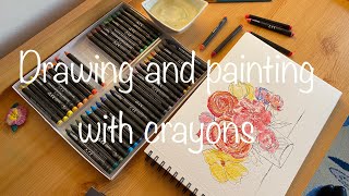 Drawing and painting with Crelando soluble pastelcrayons [upl. by Breh]