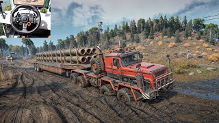 SnowRunner  PLAD 450 Large Truck Loaded With Pipes Driving on a Dirt Road  Logitech G29  568 [upl. by Whiney]