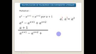 MULTIPLICACION DE POLINOMIOS CON EXPONENTES LITERALES [upl. by Aket]