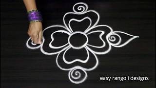 Beginners freehand rangoli kolam designs  simple muggulu without dots [upl. by Rusell]