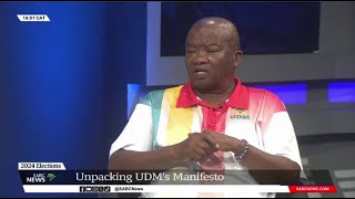 Elections 2024  Unpacking UDMs manifesto with party leader Bantu Holomisa [upl. by Aleusnoc]