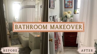 BATHROOM MAKEOVER ON A BUDGET  Transforming a small NYC Apartment Bathroom  Rental Friendly [upl. by Adnirb]