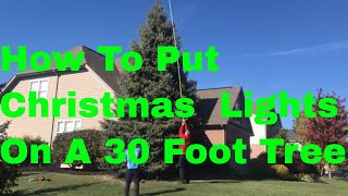 How To Hang Lights On A 30 Evergreen Tree From The Ground [upl. by Aimej]