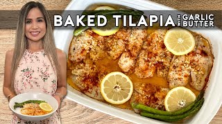 BAKED TILAPIA WITH GARLIC BUTTER  Easy Baked Tilapia Recipe [upl. by Vala]