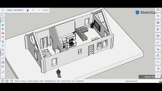 Sketchup  Cabin 780 sq ft [upl. by Emirej240]