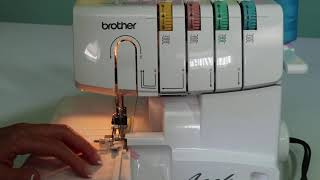 Brother 1034D Serger 27 Serging Elastic [upl. by Ellimac]