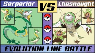 SERPERIOR vs CHESNAUGHT Evolution Line Battle Pokémon SunMoon [upl. by Rolyat]