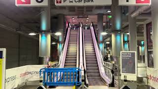 London Stansted Airport 2x OampK Escalator up from Railway Station to Terminal  Departures end [upl. by Fokos]