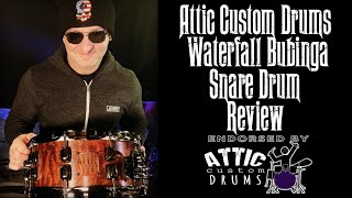 Attic Custom Drums Waterfall Bubinga Snare Drum Review  DrumAttic [upl. by Assirrec]