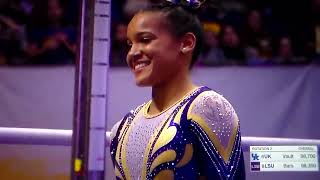 LSU gymnast Haleigh Bryant perfect 10 score on bars vs Kentucky [upl. by Chill]