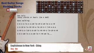 🎸 Englishman In New York  Sting Guitar Backing Track with scale chords and lyrics [upl. by Obla]