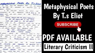 The Metaphysical Poetry Essay by TS Eliot [upl. by Introc]