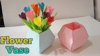 DIY Flower Pot  How To Make Paper Flower Pot Vase [upl. by Wadlinger]