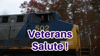 Thank you Veterans for your service Two CSX train roll south at Moodytown [upl. by Arnelle]