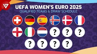 🔵 UEFA WOMENS EURO 2025 All Qualified Teams amp Goup Draw Schedule [upl. by Haisej]