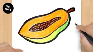 291 How to Draw a Papaya  Easy Drawing Tutorial [upl. by Atir666]