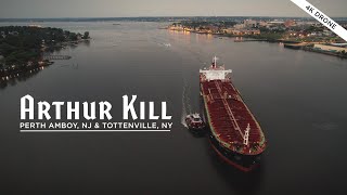 Arthur Kill Oil Tanker 4K Drone [upl. by Eilyr580]