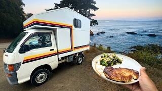 Overnight in my DIY Japanese Kei Truck Camper  Cooking Shark Steaks [upl. by Hitt]