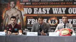 Carl Froch vs Lucian Bute FULL press conference 23052012 [upl. by Aniteb]