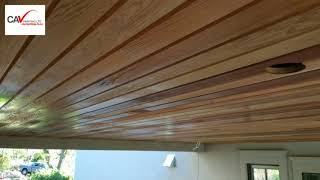 exterior wooden ceiling  stain project HD [upl. by Fleeta]