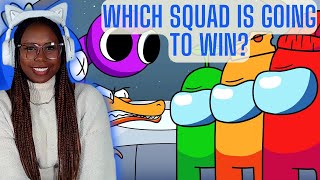 Which Squad Is Going To Win  GameToons Rainbow Friends vs Among Us Cartoon Animation Reaction [upl. by Jessa]