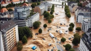 A few minutes ago in Poland Historic flood BielskoBiala sank in 2 hours cars were submerged [upl. by Anallese67]