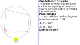 Cuadrilátero inscrito en la circunferencia propiedad 1 teoría [upl. by Cirle]