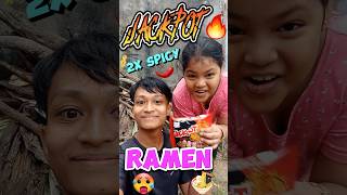 2x SPICY RAMEN NOODLES CHALLENGE 🍜 [upl. by Neeneg]