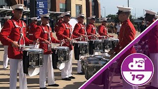 The US Marine Drum and Bugle Corps in the Lot 19  Indianapolis IN [upl. by Asenad]