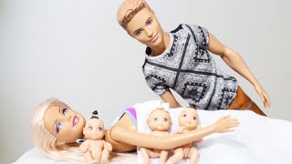 O Nascimento dos Filhos Trigêmeos de Barbie Carol e Ken em Português [upl. by Dry]