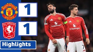 MANCHESTER UNITED VS TWENTE  1 1   HIGHLIGHTS  UEFA EUROPA LEAGUE [upl. by Bibi]