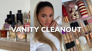 MAKEUP VANITY CLEANOUT  TOUR satisfying reorganizing 2023 [upl. by Swarts]