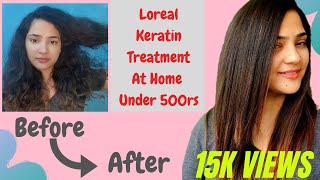 Permanent Hair Smoothening At Home With LOreal  Under Rs500 🤑  Keratin Hair Treatment At Home [upl. by Ayital]