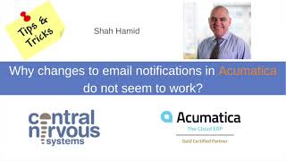 Acumatica Tips and Tricks  Email Notifications in Acumatica Cloud ERP Acumatica cloudERP [upl. by Aldridge]