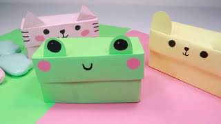 Diy Cajas de papel origami cajitas de regalo kawaii fácil caja de animales [upl. by Bowles325]