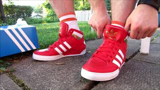 Adidas Hardcourt Hi Red and White [upl. by Yeltnerb]