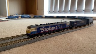 Revolution Trains N Gauge Class 92 Stobart hauling Dapol Megafret wagons [upl. by Mallina]