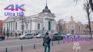 Chisinau walking tour city center​​ Moldova 4k 60fps [upl. by Ecnadnak]