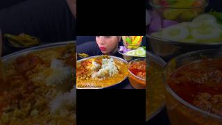 Eating Dal Chawal Aloo Sabzi Achar Papad Salad asmrsounds mukbang food shortsvideo [upl. by Nomyad]