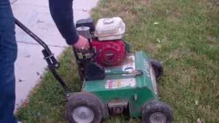 HOW TO USE A POWER RAKE or Dethatch a lawn [upl. by Neyu]