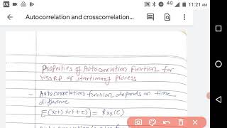 properties of autocorrelation and cross correlation function in case of stationary random process [upl. by Agripina450]